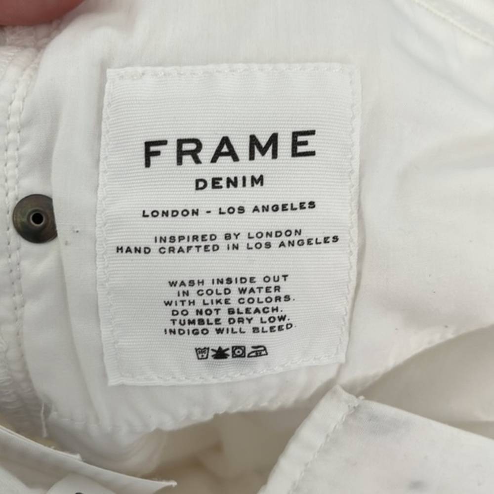 FRAME DENIM Le Garcon rip blanc Mid-Rise Distressed White Boyfriend Jeans - Picture 11 of 12